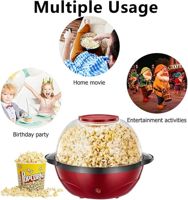 DLC Popcorn Machine – Hot Air Electric Popper for Healthy Oil-Free Popcorn | Fast & Easy Home Snack Maker